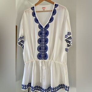 Stella & Dot Embroidered Tunic Indigo/White